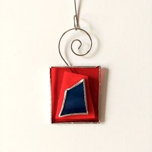 Stained Glass Ornament Holiday Gift Suncatcher Handmade Upcycled